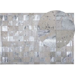 YAZIR - Patchwork vloerkleed - Zilver - 160 x 230 cm - Koeienhuid leer