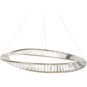 Kroonluchter goud ijzer hanglamp met kristallen LED verlichting glamour stijl eetkamer woonkamer