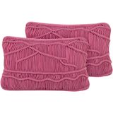 KIRIS - Sierkussen set van 2 - Roze - 30 x 50 cm - Katoen