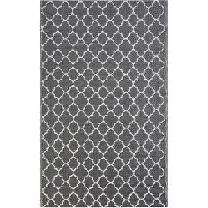 Buitenkleed grijs/wit polypropyleen vierpas patroon 120 x 180 cm