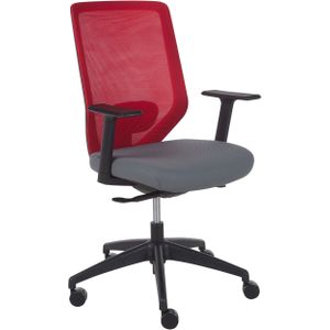 Bureaustoel rood stoffen mesh bekleding draaibaar bureau computer verstelbare zitting liggende rugleuning