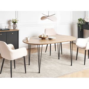 Ovale eettafel modern industrieel haarspeld metalen poten lichtbruin Cavell