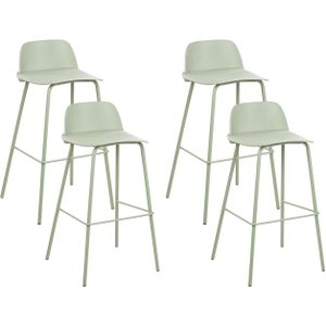 Set van 4 barkrukken groen plastic zitting metalen poten 90 cm synthetisch keuken bar stoel modern