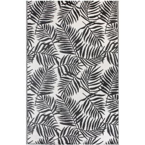 Buitenkleed zwart/wit polypropyleen bladprint 180 x 270 cm