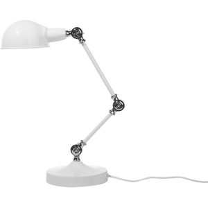 Bureaulamp wit metaal 61 cm arm en lampenkap verstelbaar industriële look