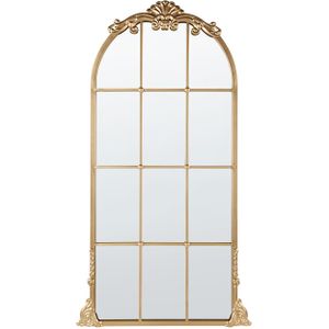 Wandspiegel goud metaal 66 x 124 cm wandhanger raam decoratieve spiegel moderne stijl woonaccessoire
