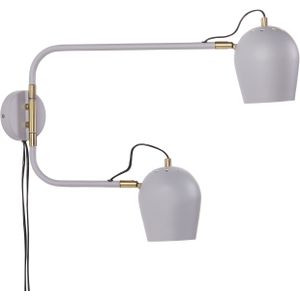 Wandlamp lichtgrijs ijzer 13 x 41 x 56 cm 2 lampen verlichting ronde lampenkappen verstelbaar modern industrieel