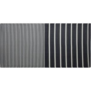 Buitenkleed zwart/wit polypropyleen gestreept 90 x 180 cm