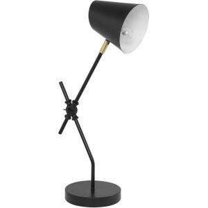 Tafellamp bureaulamp zwart metaal kraan arm verstelbaar spotlight lampenkap leeslamp