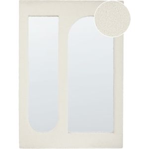 Wandspiegel gebroken wit MDF frame bouclé gestoffeerd 70 x 100 cm rechthoekige decoratieve wandspiegel moderne stijl