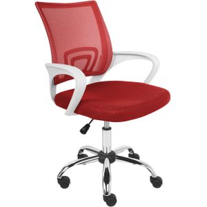 Bureaustoel rood stof polyester computerstoel verstelbare zitting achteroverleunende rugleuning
