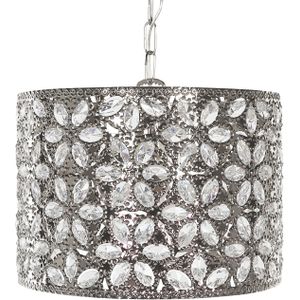 Tafellamp zilver metaal kristal bloemen patroon openwork lampenkap glam