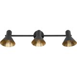 Wandlamp rails met 3 lampen zwart metaal verstelbare arm lampenkap