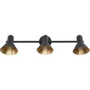 Wandlamp rails met 3 lampen zwart metaal verstelbare arm lampenkap