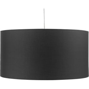 Hanglamp zwart stoffen trommel lampenkap plafond 1-lichts