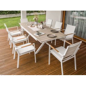 Uitschuifbare tuintafel 184/244 x 90 cm aluminium tuinmeubilair wit Fanes
