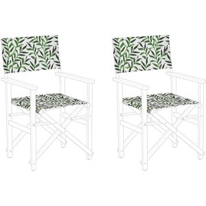 Set van 2 Hoezen Tuinstoelen Vervanging Polyester Multicolour Bladmotief Sling Rugleuning en Zitting