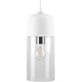 Hanglamp wit transparant glas lampenkap geometrisch cilindrisch modern ontwerp