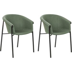 Set van 2 eetkamerstoelen groen gestoffeerd hedendaags modern ontwerp eetkamer zittingen stoelen