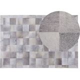 ALACAM - Patchwork vloerkleed - Grijs - 140 x 200 cm - Koeienhuid leer