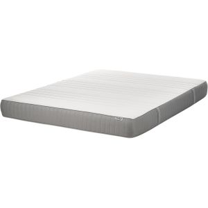 Schuimmatras wit met grijs tweepersoons 160 x 200 cm medium hard afneembare hoes polyester slaapkamer accessoires