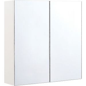 Badkamer spiegelkast wit multiplex 60 x 60 cm hangende 2-deurs kast 2 planken opslag