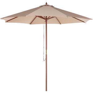 Parasol mokka polyester/berkenhout ⌀ 270 cm terras balkon tuin