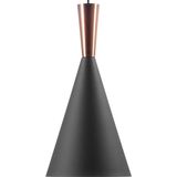 Hanglamp zwart met koperen lampenkap geometrische kegel modern minimalistisch ontwerp