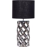 Tafellamp zilver keramiek 71 cm stoffen schaduw zwart vaasvorm geometrisch ontwerp snoer met schakelaar moderne minimalistische stijl