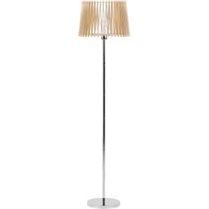 Staande lamp licht hout kleur/zilver 153 cm metaal / mdf plaat 1-lamp snoer met schakelaar voor woon- en eetkamer Modern design