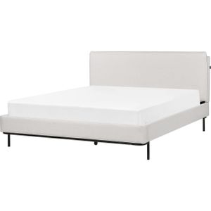Gestoffeerd bedframe lichtgrijs polyester stof 160 x 200 cm tweepersoonsbed modern ontwerp slaapkamer