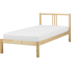 Houten bed lichthout 90 x 200 cm met lattenbodem natuurlijk eenpersoonsbed slaapkamer meubels