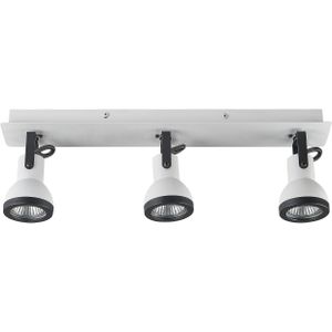 3 Lichte Plafondlampen Wit en zwart metalen zwenkarm Cone Shade Spotlight Design Rechthoekige rail