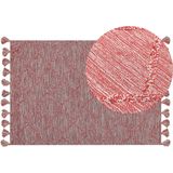 NIGDE - Laagpolig vloerkleed - Rood - 160 x 230 cm - Katoen