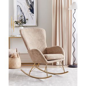 Retro traditionele schommelstoel bouclé stof metalen schommelstoel beige Anaset