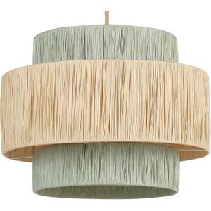 Hanglamp naturel en groen papier met structuur kap Japandi natuurlijke stijl jute koord