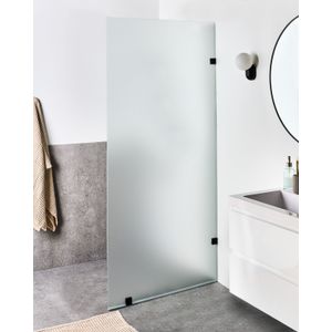 Gehard glas matglas douchewand douchescherm inloop douche 90 x 195 cm zwart Icalma