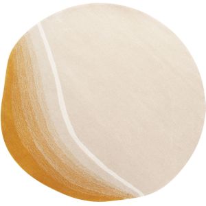Vloerkleed beige wol ⌀ 140 cm onregelmatige vorm organisch accent tapijt