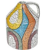 Decoratieve vaas multicolour terracotta crackle effect geschilderd vintage look kruik vorm