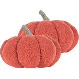 Pompoen kussens set van 2 oranje bouclé ⌀ 28 cm sierkussens halloween decoraties kussentjes knuffels speelgoed