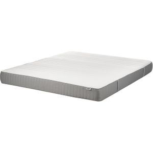 Schuimmatras wit met grijs tweepersoons 180 x 200 cm stevig hard afneembare hoes polyester slaapkamer accessoires