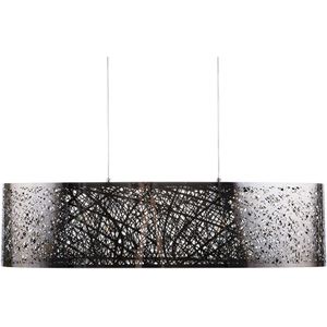 Plafondlamp zilver metaal 125 cm hanglamp dubbele licht abstracte trommel lampenkap glam