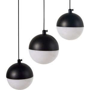 Hanglamp zwart metaal 3 geïntegreerde LED lampen ronde kap hangend moderne verlichting