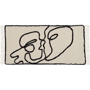 KONUR - Laagpolig vloerkleed - Beige - 80 x 150 cm - Katoen