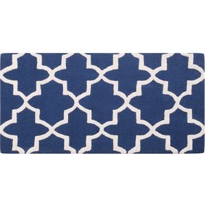 SILVAN - Laagpolig vloerkleed - Blauw - 80 x 150 cm - Wol