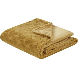 Bedsprei geel 150 x 200 cm polyester nepbont imitatiebont fluffy patroon decoratief deken beddengoed klassiek