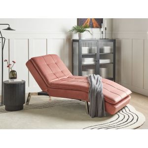 Chaise Longue - Roze - Fluweel - Verstelbare Rugleuning