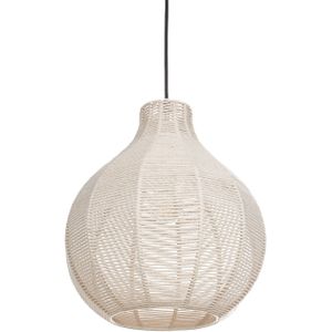 Hanglamp natuurlijk beige katoenen touw structuur lampenkap japandi natuur stijl kooi vorm