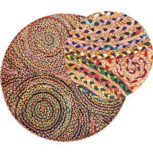 Vloerkleed multicolor katoen 140 cm ø rond patchwork boho