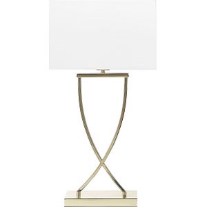 Tafellamp zilver metaal goud/wit rechthoekig lampenkap 62 cm modern woonkamer